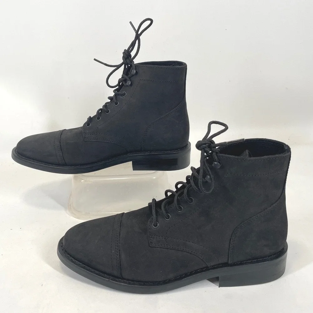 Thursday Boot Co Captain Matte Black Rugged Leather Cap Toe Boots Mens 10 US